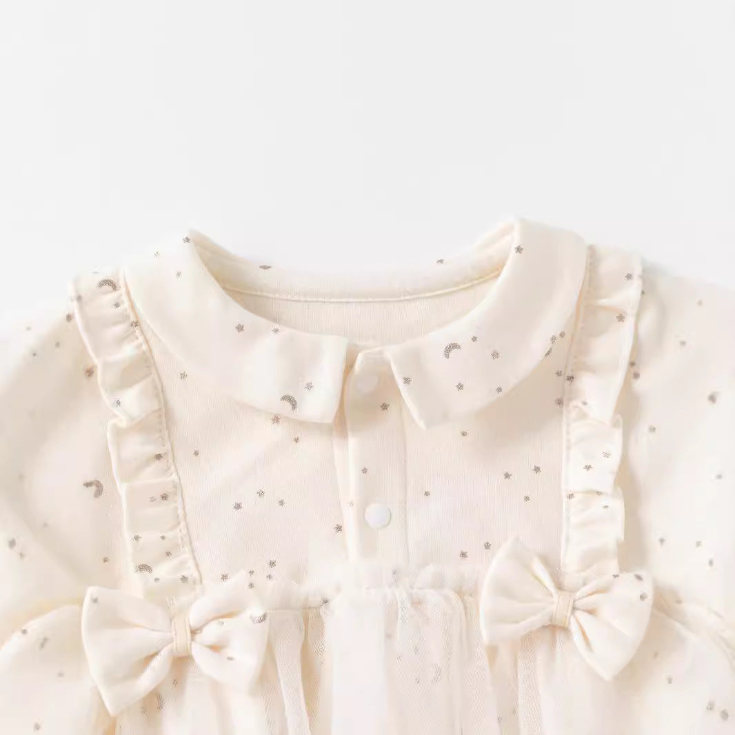 Long Sleeve Peter Pan Collar Romper Baby Clothing Cotton Onesie Sweet Girl Bodysuit Dress