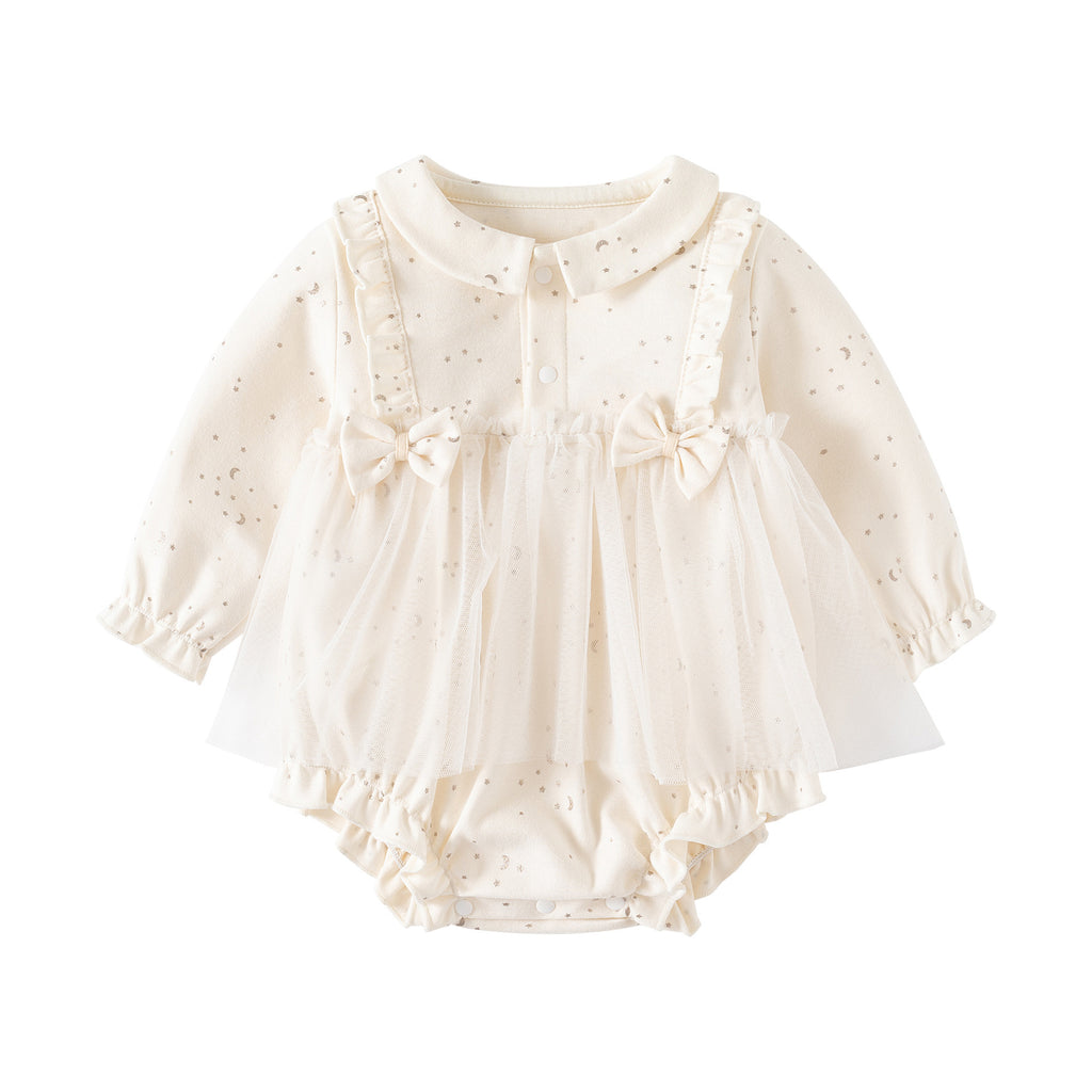 Long Sleeve Peter Pan Collar Romper Baby Clothing Cotton Onesie Sweet Girl Bodysuit Dress